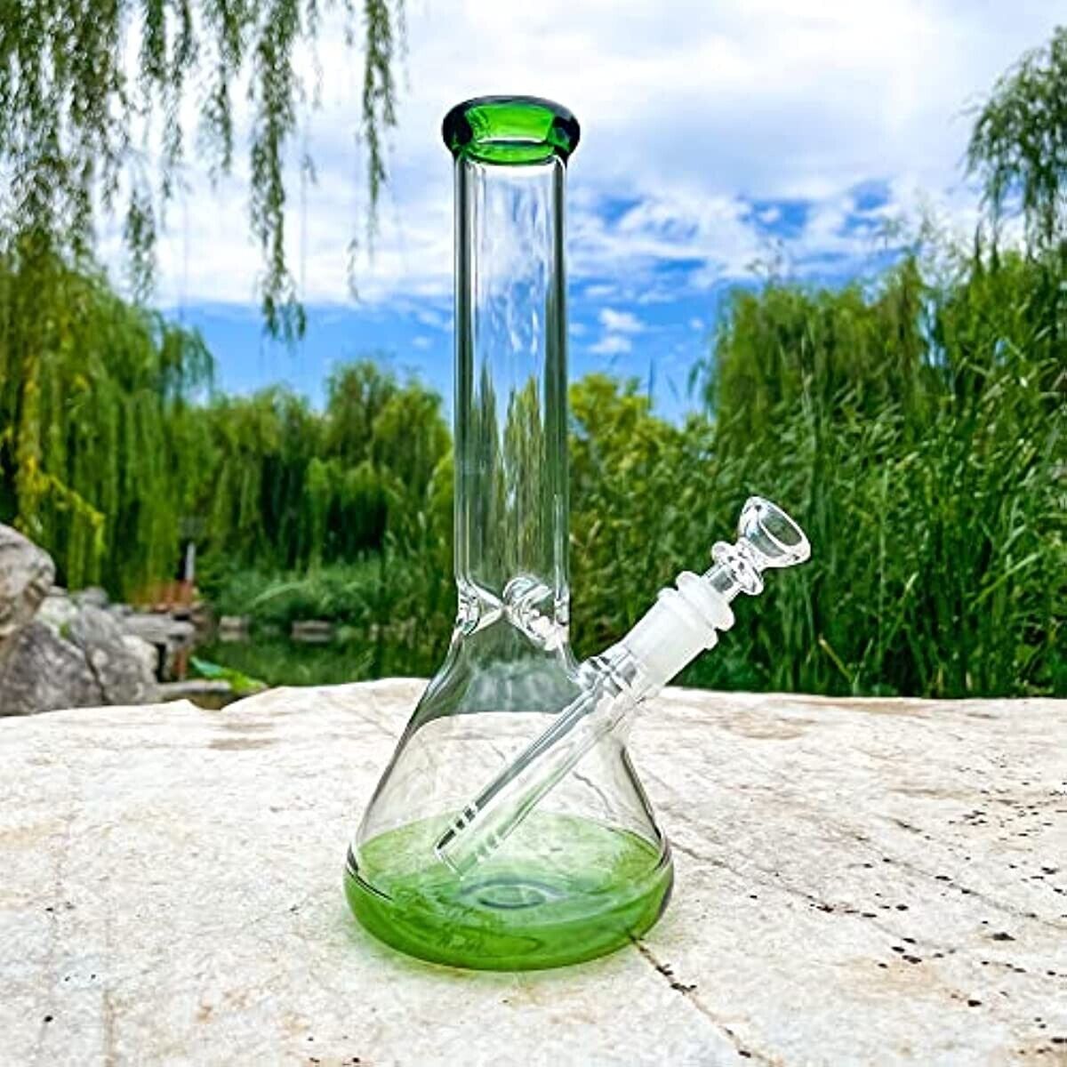 Green Bong Glass Water Pipe 11IN